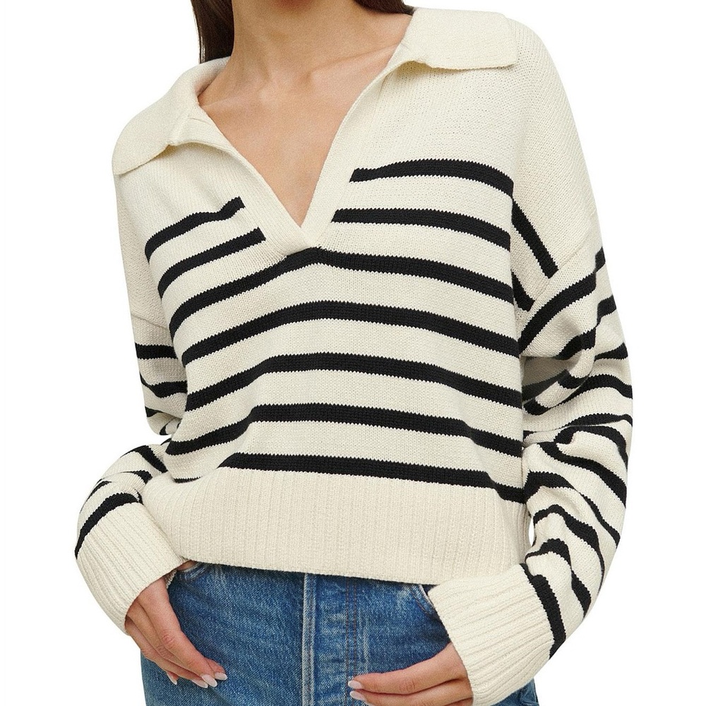 Reformation Francesco Cotton Polo Sweater in Stripe